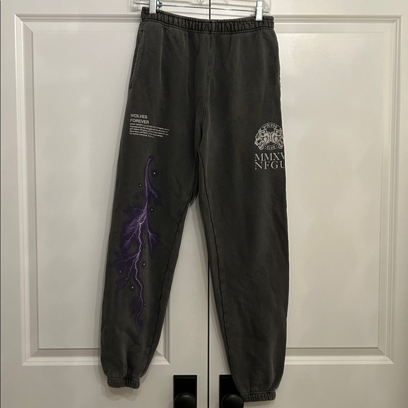 Darc Sport Gray Pants with Purple Lightning Design - Picture 2 of 5